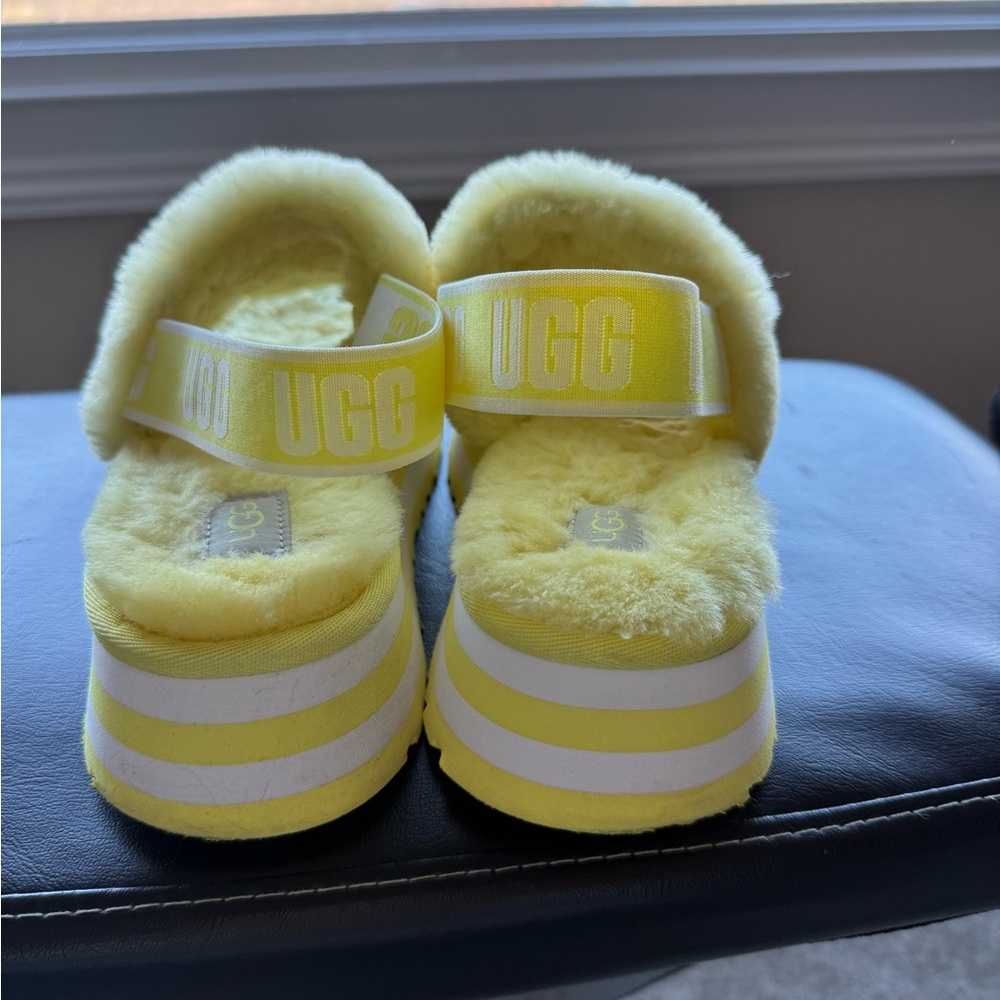 UGG Soft Yellow Fuzzy Slippers - Picture 3 of 7